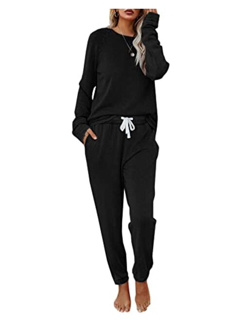 Women 2 Piece Tie Dye Sweatsuit Set Long Sleeve Pullover and Drawstring Sweatpants Sets
