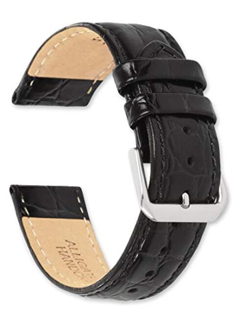 Fossil deBeer - Alligator Grain Leather Replacement Watch Band Strap - Extra Long Length - 8.75" Long - Widths: 16mm, 18mm, 19mm, 20mm