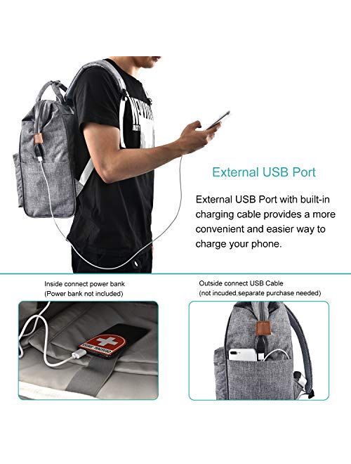 BRINCH Laptop Backpack Wide Open Computer Backpack Laptop Bag with USB Charging Port
