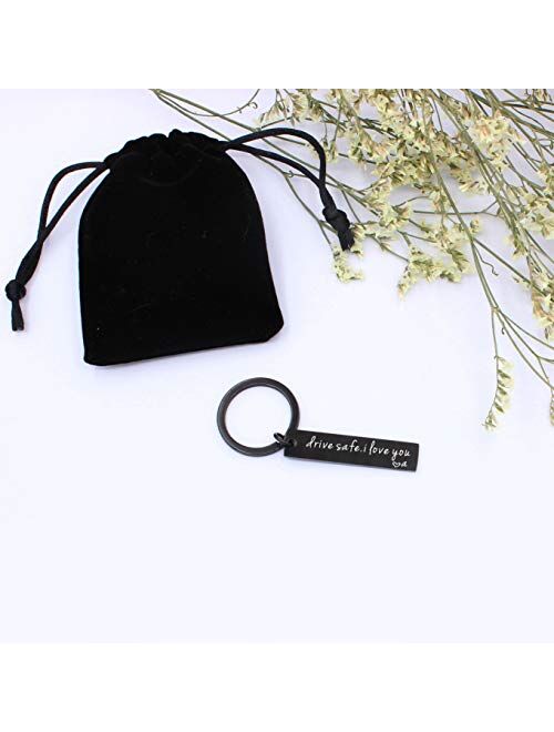 Drive Safe Key Chain - Personalized Key Chain Drive Safe I Love You - 1 Set - Letter A
