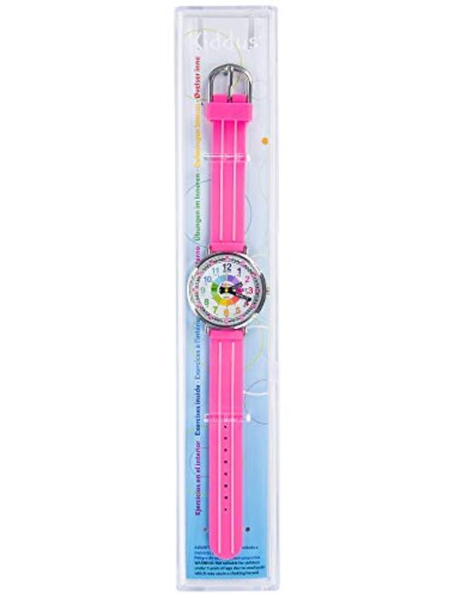 KIDDUS Educational Kids Watch for Children, Boys and Girls. Analogue Time Teacher Wristwatch with Exercises, Japanese Quartz Movement, Easy to Read and Learn The time