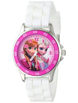 Kids' FZN3550 Frozen Anna and Elsa Watch with White Rubber Band