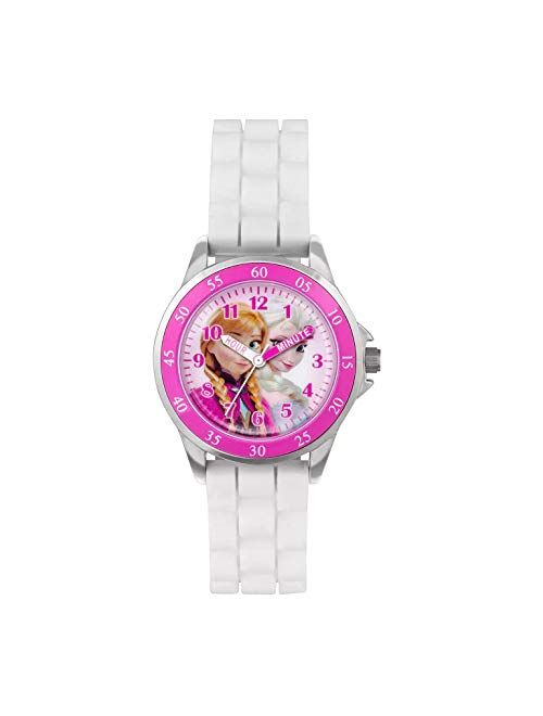 Disney Kids' FZN3550 Frozen Anna and Elsa Watch with White Rubber Band