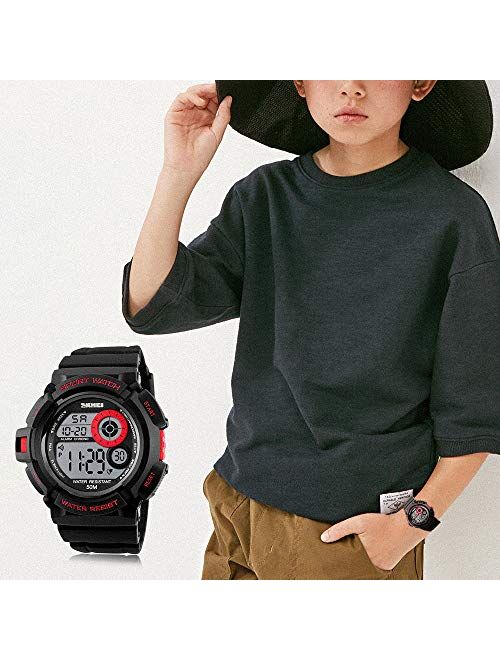 SKMEI Boy's Digital Watch, Military Sports Watch with Alarm Stopwatch LED Backlight Waterproof Kids Watch for Boys