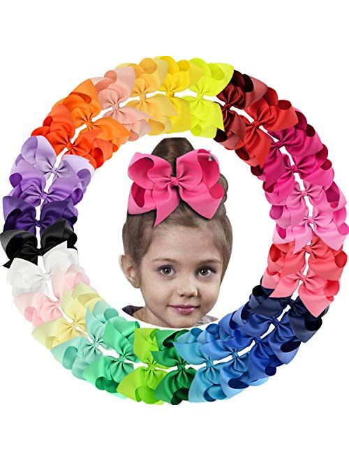 Alinmo 30Pieces/40Pieces Big 6 Inch Boutique Grosgrain Ribbon Bows Alligator Clips for Baby Girls Infants Toddler Kids Teens Children