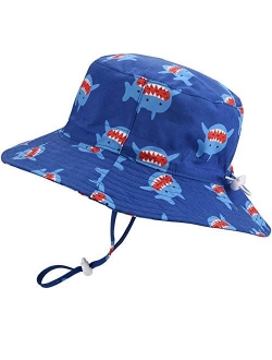 Exemaba Baby Sun Hat Adjustable - Outdoor Toddler Swim Beach Pool Hat Kids UPF 50+ Wide Brim Chin Strap Summer Play Hat