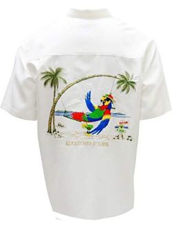 Bamboo Cay Men Embroidered Hawaiian Tropical Shirt Short Sleeves & Button Down