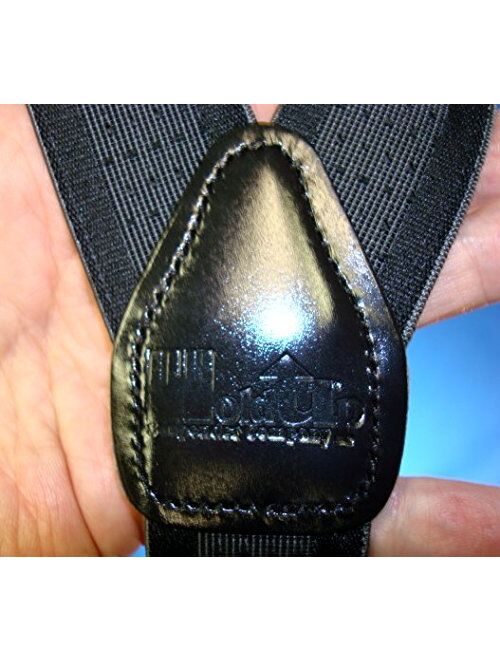 Holdup Brand Black"Onyx" Stripe Jacquard weave Y-back Suspenders with No-slip silver Clips