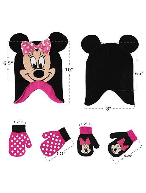 Disney Girls Minnie Mouse and Vampirina Winter Hat and 2 Pair Mitten or Glove Set (Toddler/Little Girl)