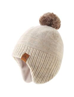 XIAOHAWANG Baby Boy Winter Hat Warm Ushanka for Toddler Girls Knit Hats with Earflap Kids Trooper Caps 