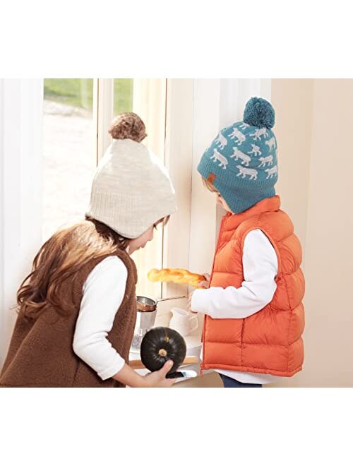 Moon Kitty Baby Boys Girls Knit Hats Winter Fleece Skiing Winter Caps with Warm Ear Flap