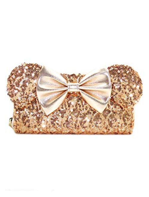 Loungefly x Disney Yellow Gold Sequin Minnie Zip Wallet Limited Edition for WomenYellow Gold Sequin Minnie Zip Wallet Limited Edition for Women