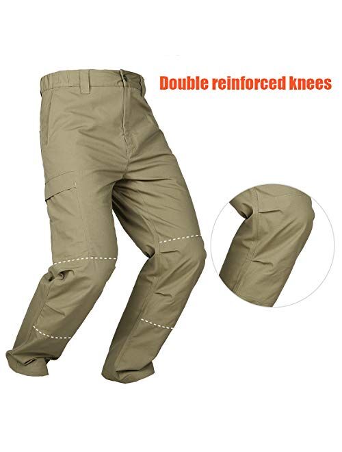 FREE SOLDIER Men's Waterproof Tactical Cargo Pants Lightweight Ripstop Hiking Work Pants with Pockets