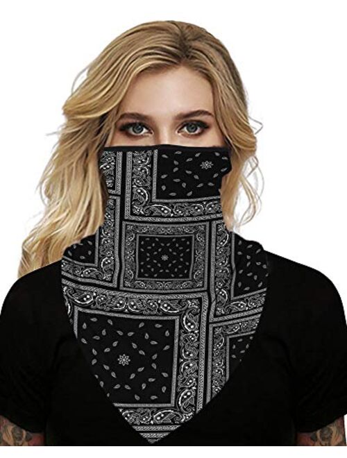 MHOM Face Scarf, Men and Women Lightweight Face Balaclava Neck Gaiters with Ear Loops for Dust Reusable Smoke Face Scarf