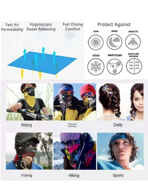 MHOM Face Scarf, Men and Women Lightweight Face Balaclava Neck Gaiters with Ear Loops for Dust Reusable Smoke Face Scarf