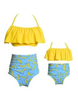 JerrisApparel Girls Ruffle High Waist Bikini Set Two Pieces Swimsuit Bathing Suit