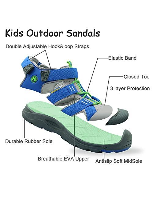AMIDEWA Boys Girls Outdoor Closed Toe Water Sandals for Summer Beach Sports (Toddler/Little Kid/Big Kid)