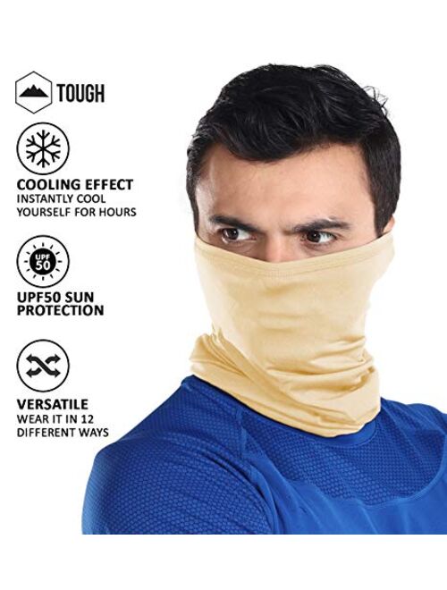 Cooling Neck Gaiter Face Mask - 12-in-1 Scarf & Head Cover/Wrap For Hot Summer Weather - UV Protection Running, Fishing & Hiking Bandana for Men & Women - Skin Cancer Fou