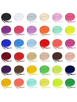 Auihiay 36 Pairs 47 Colored Shoelaces Flat Shoestrings for Sneakers Skate Shoes Sport Shoes Boots, 36 Colors