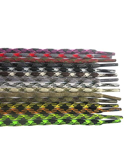 DELELE 2 Pair Round Wave Shape Non Slip Heavy Duty and Durable Outdoor Climbing Shoelaces Hiking Shoe Laces Shoestrings 