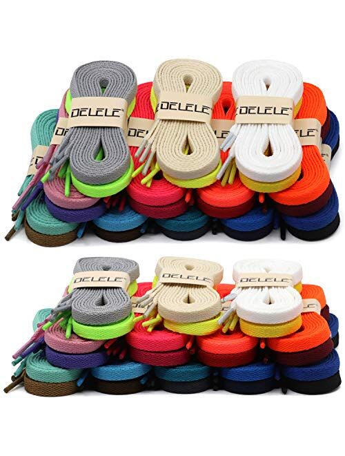 DELELE 2 Pair Super Quality 24 Colors Flat Shoe laces 5/16