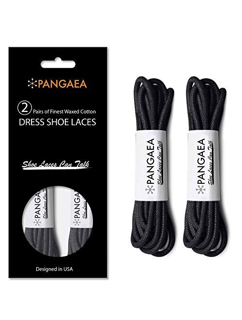 [2 Pairs] Pack Waxed Round Oxford Shoe Laces for Dress Shoes Chukka 3/32Inch Thin
