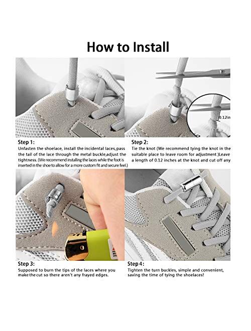 Elastic No Tie Shoe Laces For Adults,Kids,Elderly,System With Elastic Shoe Laces(2 Pairs)
