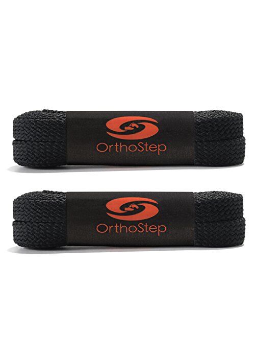 OrthoStep Wide Flat Athletic Shoelaces 2 Pair Pack - Made in the USA