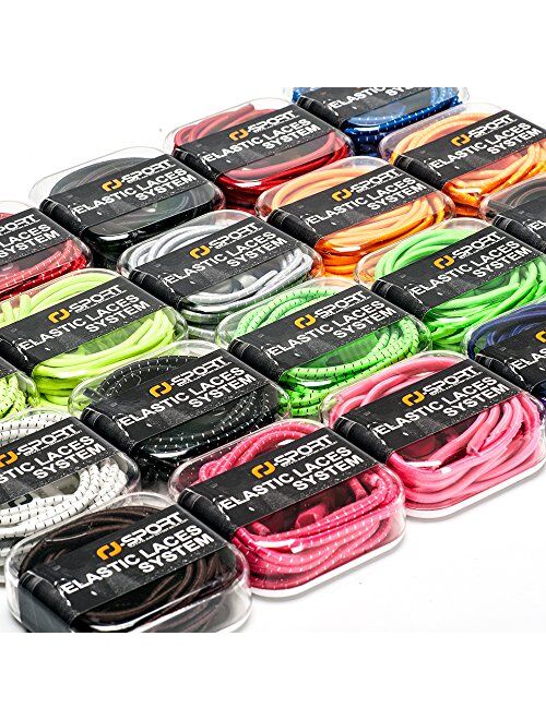 RJ-Sport Tieless Elastic Shoe Laces - Heavy Duty No Tie Shoelaces for Kids and Adult with Strong Lock and Speed Shoestrings