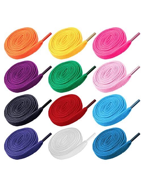 VORCOOL 12 Pairs of Replacement Flat Shoelaces Shoe Laces Strings for Sports Shoes Boots Sneakers Skates (Random Color)