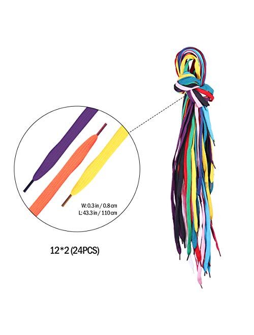 VORCOOL 12 Pairs of Replacement Flat Shoelaces Shoe Laces Strings for Sports Shoes Boots Sneakers Skates (Random Color)