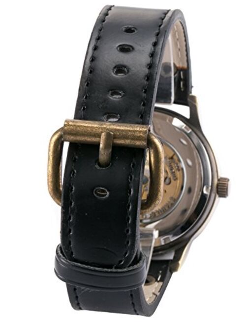 AMPM24 Steampunk Vintage Bronze Case Automatic Mechanical Skeleton Leather Band Men's Sport Watch