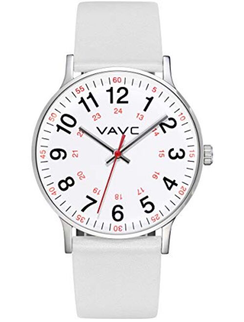 VAVC JE8272 Nurse Watch for Medical Students,Doctors,Women with Second Hand and 24 Hour. Easy to Read Watch