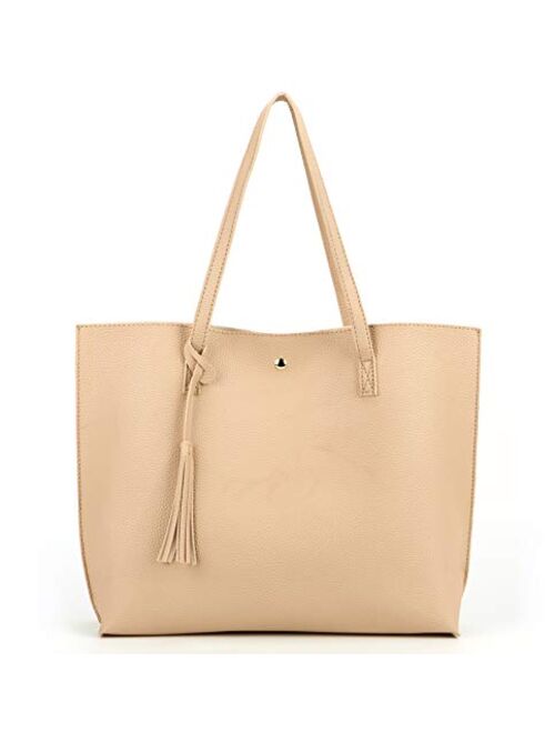Nodykka Women Tote Bags Top Handle Satchel Handbags PU Faux Leather Tassel Shoulder Purse