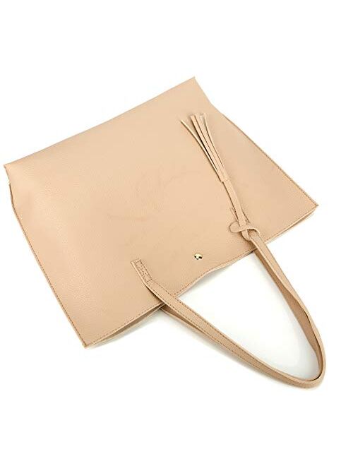 Nodykka Women Tote Bags Top Handle Satchel Handbags PU Faux Leather Tassel Shoulder Purse