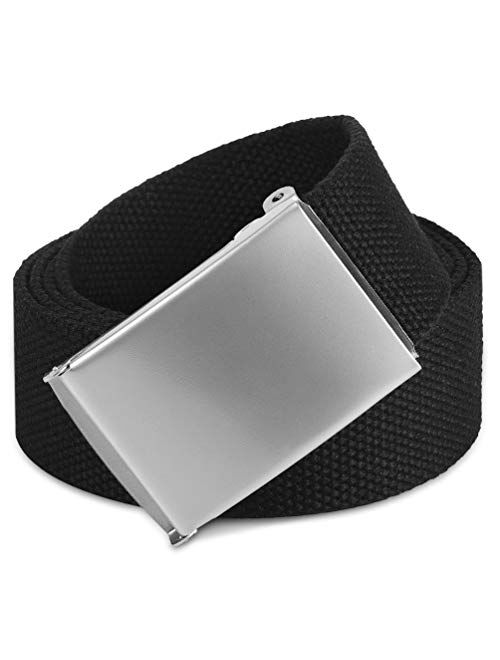 Vbiger Unisex Belt Canvas Belt with Automatic Buckle Military Tactical Black Belt