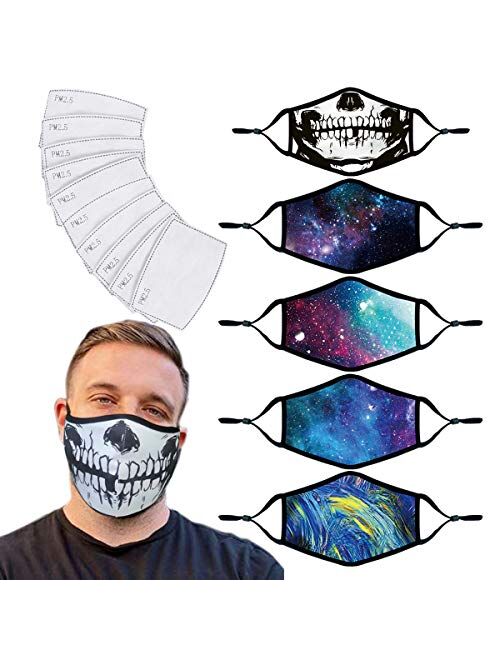 Face Protect with Filter Fashionable Printed Pattern Dust Cotton Mouth Washable and Reusable for Dust, Outdoors, Sports