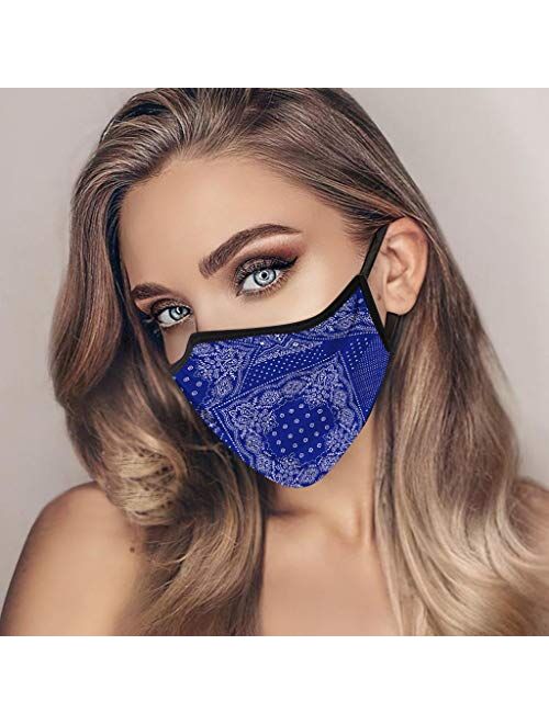 USA In Stock 10PCS Adults Cotton Face Bandana_Covering_MASK Printed Face Protective for Women and Men, Fashion Unisex Face Fabric Turban Washable Reusable Anti-Haze Dustp