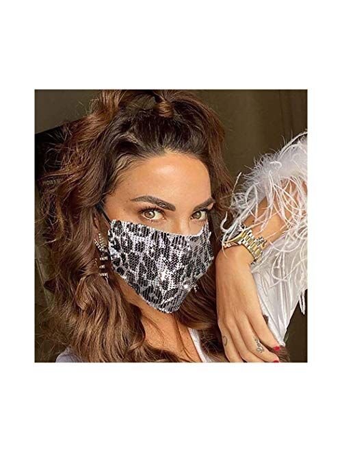 Campsis Sparkle Metal Mask Silver Leopard Printed Rhinestone Masquerade Mesh Mask Sparkle Party Halloween Nightclub Mardi Gras Face Mask for Women and Girls