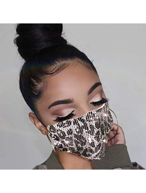 Campsis Sparkle Metal Mask Silver Leopard Printed Rhinestone Masquerade Mesh Mask Sparkle Party Halloween Nightclub Mardi Gras Face Mask for Women and Girls