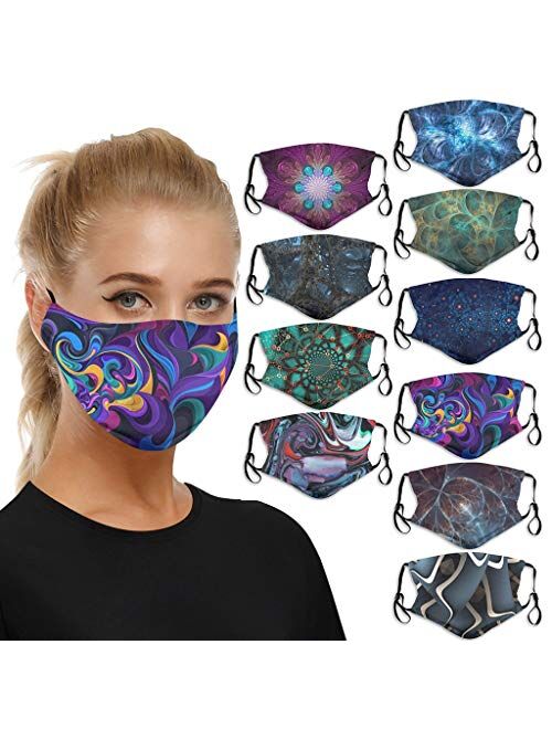 Womens Reusable Washable Face Bandanas Covers, Cute Printed Face Guard Anti Pollution Dust Free Mouth Scarf