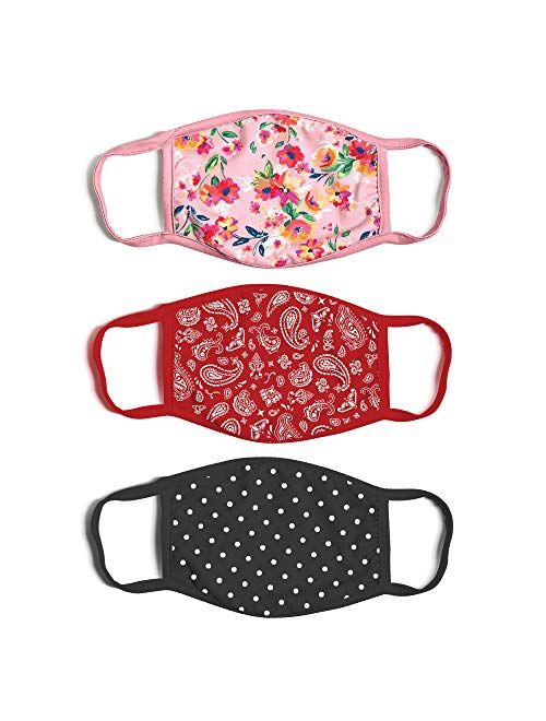 ABG Accessories Women's 3-Pack Adult Fashionable Germ Protection, Reusable Fabric Face Mask, Flower Design