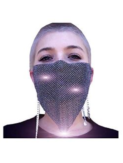 Barode Sparkly Rhinestone Mask Chain Crystal Masquerade Masks for Women
