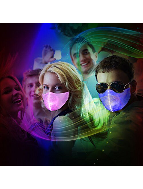 SAFEBAO LED Rave Mask 7 Colors Luminous Light for Men Women Face Mask Music Party Christmas Halloween Light Up Mask Flashing