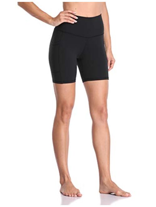 Colorfulkoala Women's High Waisted Yoga Shorts with Pockets 6" Inseam Workout Biker Shorts