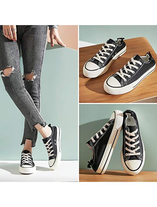 Women's Canvas Sneakers Slip on Shoes Low Top Casual Tennis Shoes