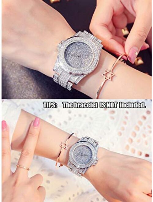 ManChDa Luxury Ladies Watch Iced Out Watch with Quartz Movement Crystal Rhinestone Diamond Watches for Women Stainless Steel Wristwatch Full Diamonds