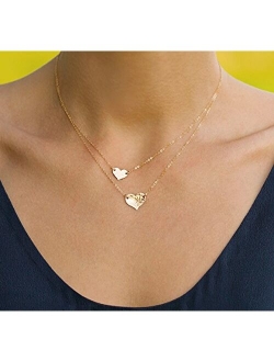 Mevecco Layered Heart Necklace Pendant Handmade 18k Gold Plated Dainty Gold Choker Arrow Bar Layering Long Necklace for Women