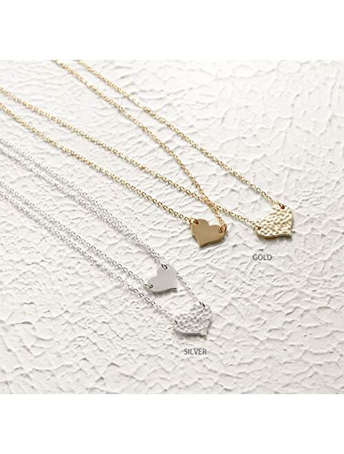 Mevecco Layered Heart Necklace Pendant Handmade 18k Gold Plated Dainty Gold Choker Arrow Bar Layering Long Necklace for Women
