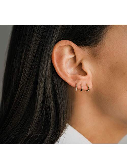 Silver Hoop Earrings- Cartilage Earring Endless Small Hoop Earrings Set for Women Men Girls,3 Pairs of Hypoallergenic 925 Sterling Silver Tragus Earrings Nose Lip Rings (